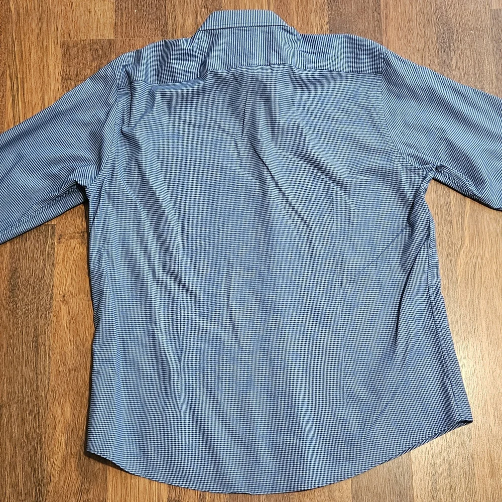 BEN SHERMAN mens skim-fit stretch dress shirt SIZE 17x35 COLOR BLUE LXL15 - Picture 8 of 15